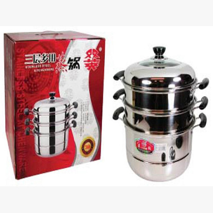 S/S POT STEAMER 3 STAGE 32CM