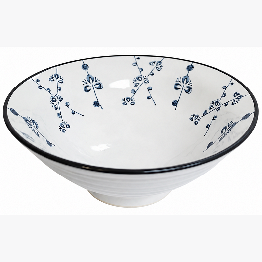 (Japanese-Style) Blue & White Ramen Bowl #PL-8401-F 24/CTN