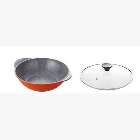MARBLE COATING WOK PAN 36CM WITH GLASS COVER